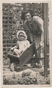 mum in a wheelbarrow